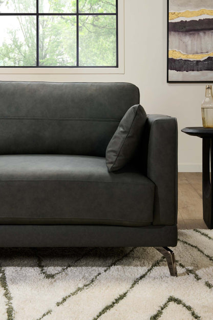 Melrose 84,5 po en cuir de qualité supérieure avec pattes en métal - véritable gris | Canapé Melrose 84,5 Top-Grain en cuir avec pattes en métal - véritable gris