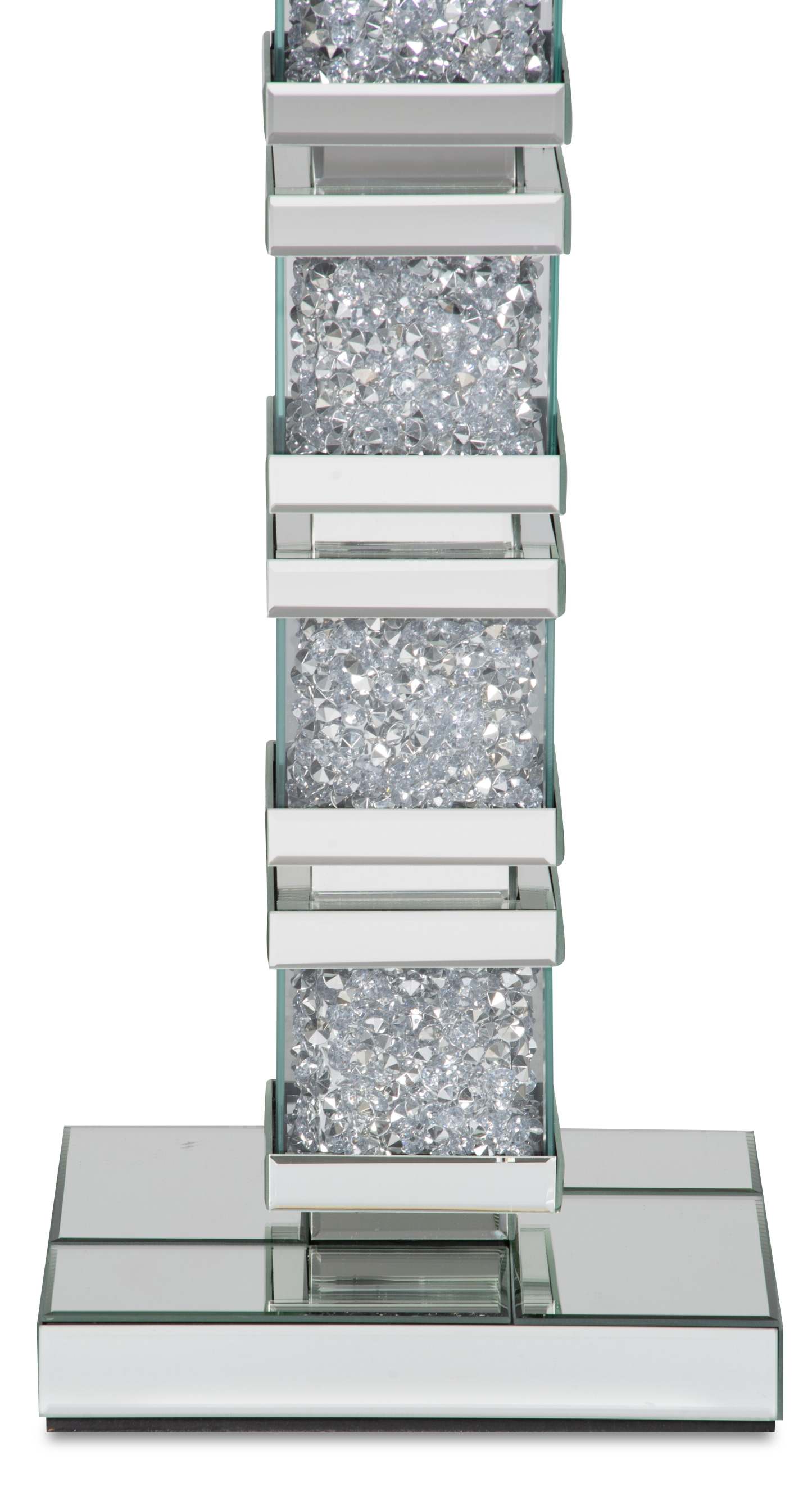 Memphis 54.3 Glam Lampadaire avec verre, miroir et cristaux acryliques|Lampe à pied somptueuse Memphis de 54,3 po avec verre, miroir et cristaux en acrylique