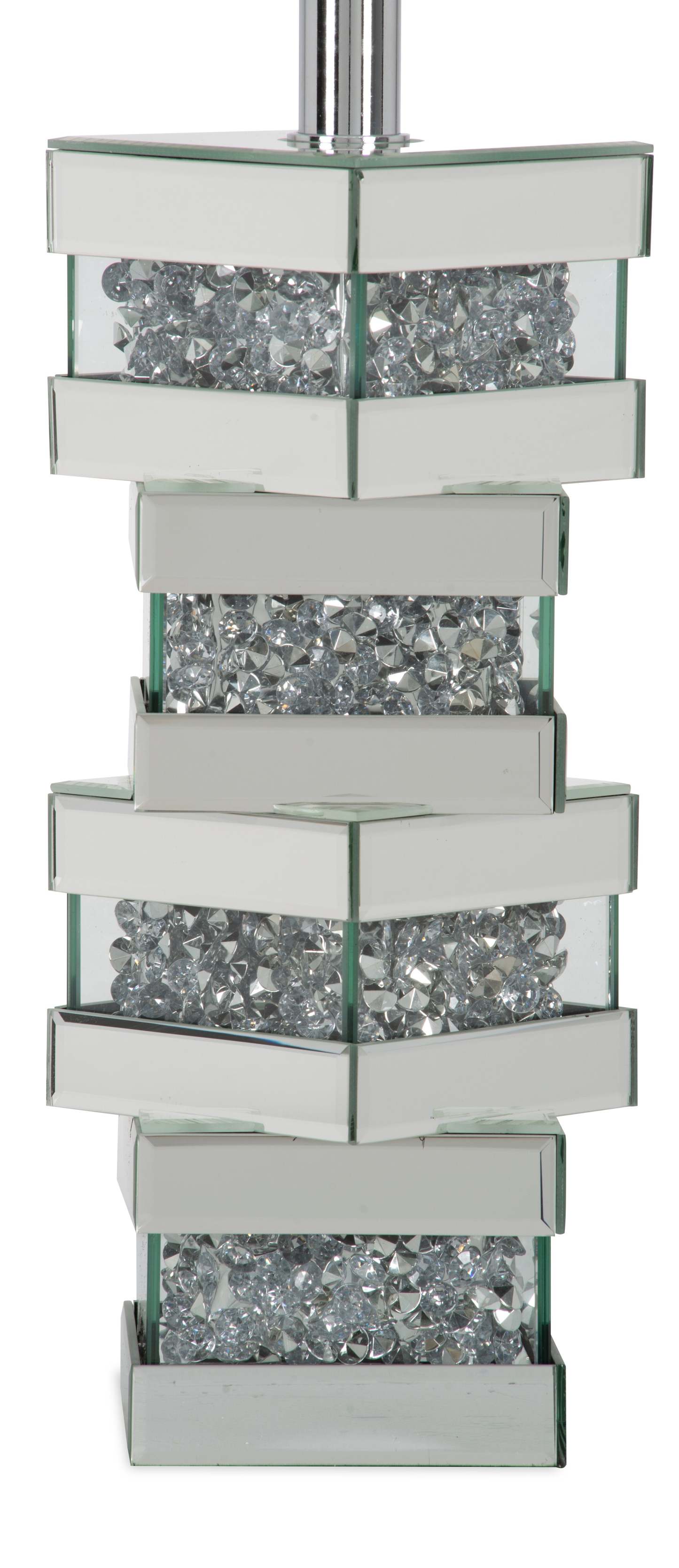 Memphis 29.9 Glam Lampe de table avec verre, miroir et cristaux acryliques|Lampe de table somptueuse Memphis de 29,9 po avec verre, miroir et cristaux en acrylique