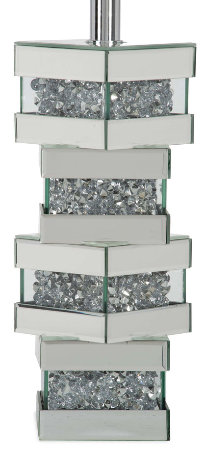Memphis 29.9 Glam Lampe de table avec verre, miroir et cristaux acryliques|Lampe de table somptueuse Memphis de 29,9 po avec verre, miroir et cristaux en acrylique