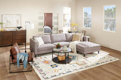 Sofa sectionnel de droite Metro 2 pièces en tissu avec fauteuil long et coussins de siège capitonnés - gris