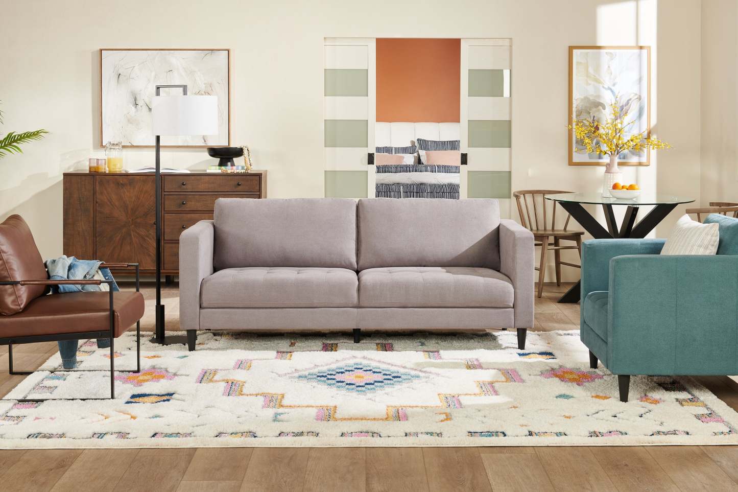 Canapé en tissu Metro 78 avec coussins de siège capitonnés et coussins de dossier réversibles - Gris | Canapé Metro de 78 po en tissu avec coussins de siège capitonnés et coussins de dossier réversibles - gris