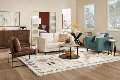 Causeuse en tissu Metro 57 avec coussins de siège touffetés et coussins de dossier réversibles - Neutre | Causeuse Metro de 57 po en tissu avec coussins de siège capitonnés et coussins de dossier réversibles - neutre