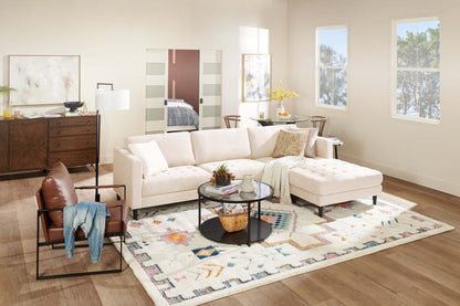 Metro 2-Piece Right-Facing Fabric Sectional with Chaise and Tufted Seat Cushions - Neutral | Canapé sectionnel en tissu Metro 2 pièces à droite avec chaise longue et coussins de siège capitonnés - neutre