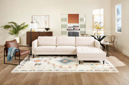 Metro 2-Piece Right-Facing Fabric Sectional with Chaise and Tufted Seat Cushions - Neutral | Canapé sectionnel en tissu Metro 2 pièces à droite avec chaise longue et coussins de siège capitonnés - neutre