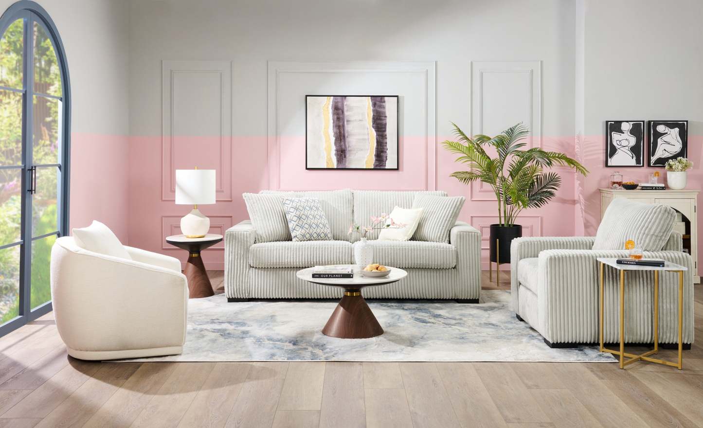 Mia 15.75 Faux Marble Chairside Table - Blanc &amp; Or|Table de fauteuil Mia de 15,75 po en imitation de marbre - blanche et dorée