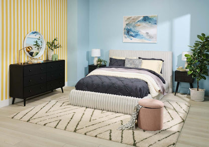 Commode à 6 tiroirs pour chambre à coucher Milan, moderne du milieu du siècle, 59 L x 36 H - Noir | Commode de chambre à coucher moderne du milieu du 20e siècle Milan de 59 po (l) x 36 po (H) à 6 tiroirs - noire