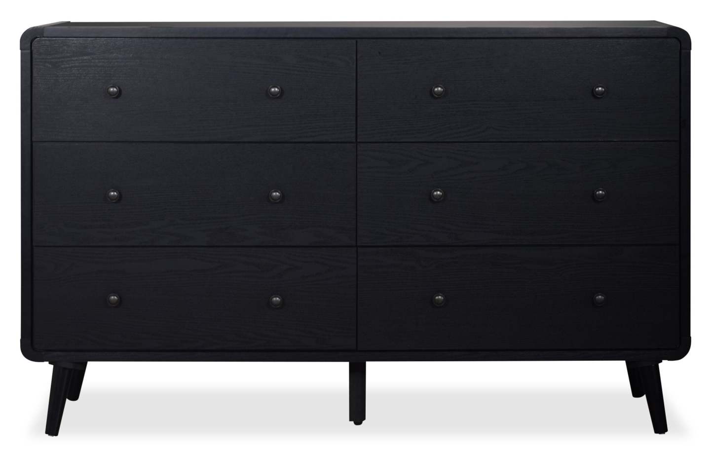 Commode à 6 tiroirs pour chambre à coucher Milan, moderne du milieu du siècle, 59 L x 36 H - Noir | Commode de chambre à coucher moderne du milieu du 20e siècle Milan de 59 po (l) x 36 po (H) à 6 tiroirs - noire
