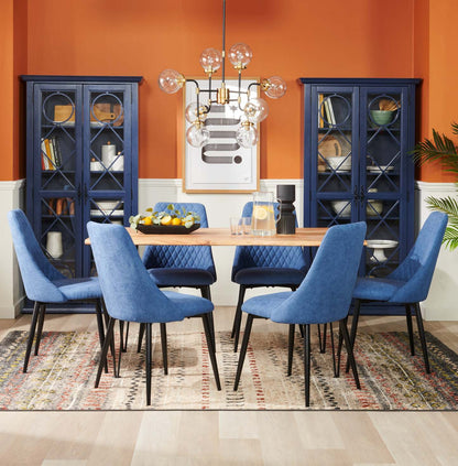 Chaise de salle à manger Miya avec tissu polyester, métal - Bleu marine | Chaise de salle à manger Miya en tissu de polyester et en métal - bleu marine