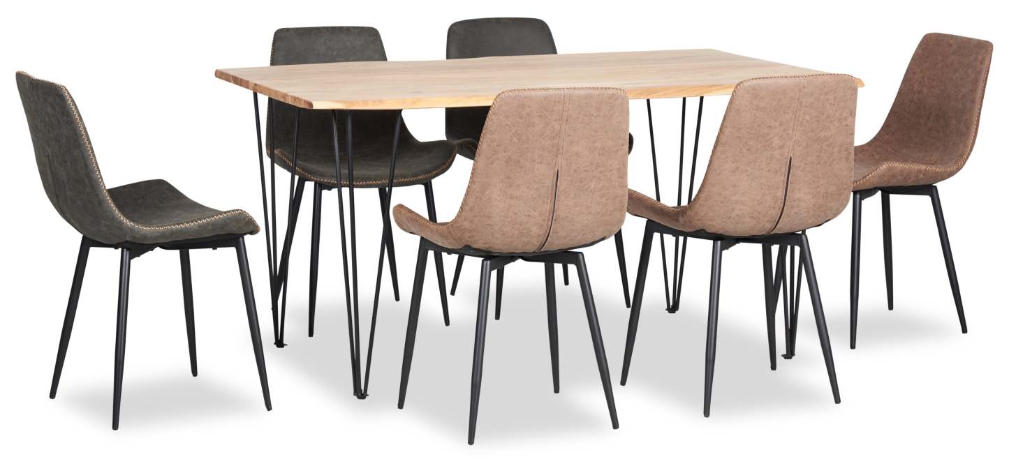 Table de salle à manger Miya avec Live Edge, bois d'acacia, métal, 60 W - Naturel | Table de salle à manger Miya de 60 po (L) en acacia et métal avec bordures Live Edge - naturel