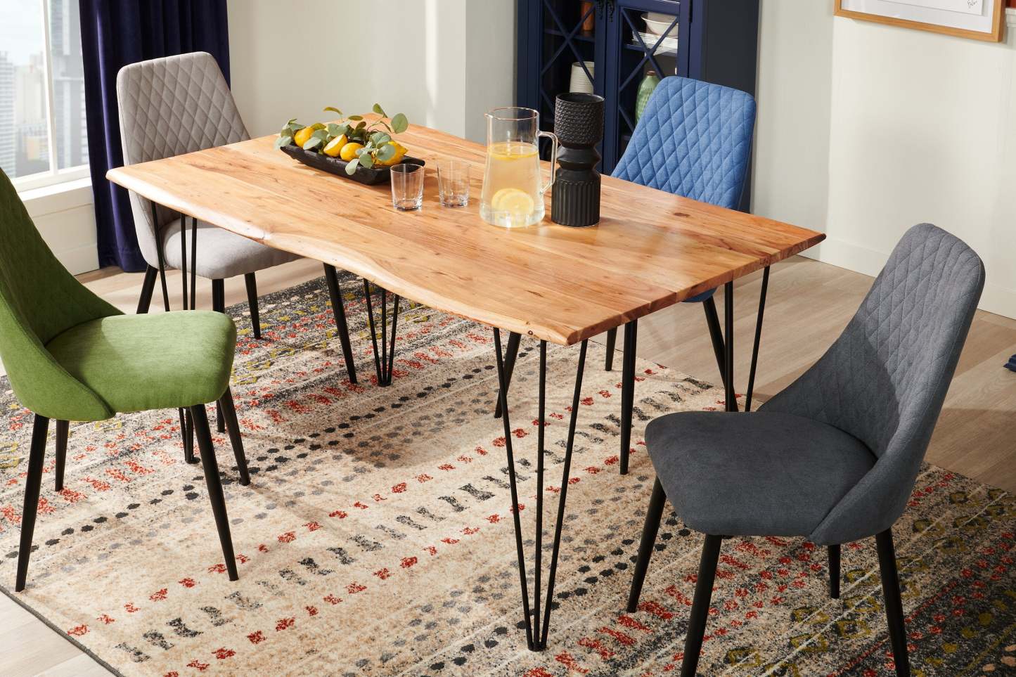 Table de salle à manger Miya avec Live Edge, bois d'acacia, métal, 60 W - Naturel | Table de salle à manger Miya de 60 po (L) en acacia et métal avec bordures Live Edge - naturel