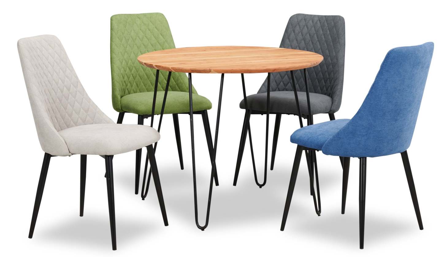 Table à manger Miya, bois d'acacia, métal, 36 W ronde - Naturel | Table de salle à manger ronde Miya de 36 po (L) en acacia et métal - naturel