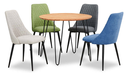 Table à manger Miya, bois d'acacia, métal, 36 W ronde - Naturel | Table de salle à manger ronde Miya de 36 po (L) en acacia et métal - naturel