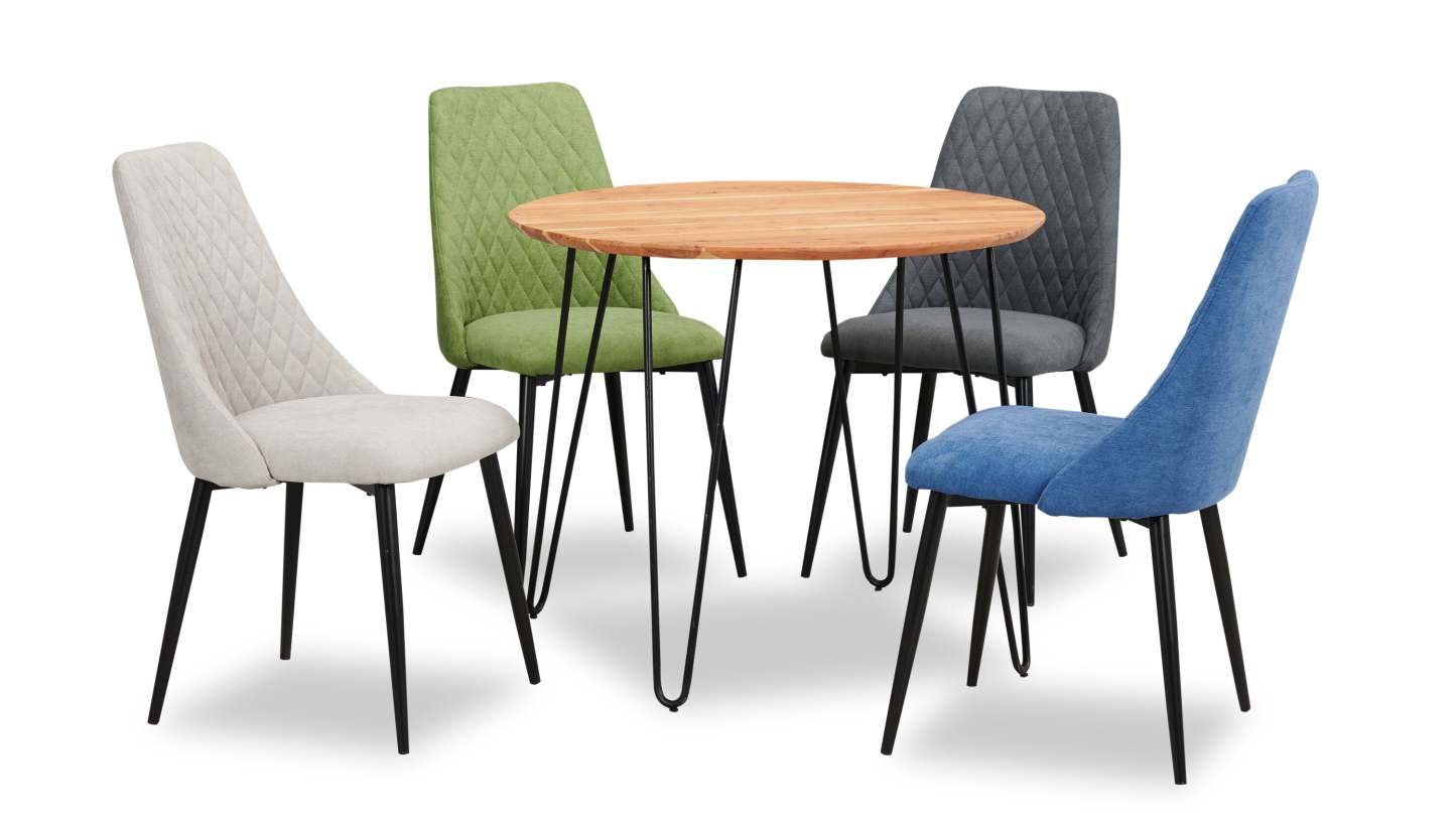 Table à manger Miya, bois d'acacia, métal, 36 W ronde - Naturel | Table de salle à manger ronde Miya de 36 po (L) en acacia et métal - naturel