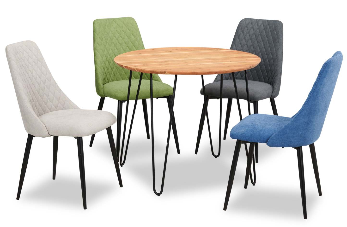 Table à manger Miya, bois d'acacia, métal, 36 W ronde - Naturel | Table de salle à manger ronde Miya de 36 po (L) en acacia et métal - naturel