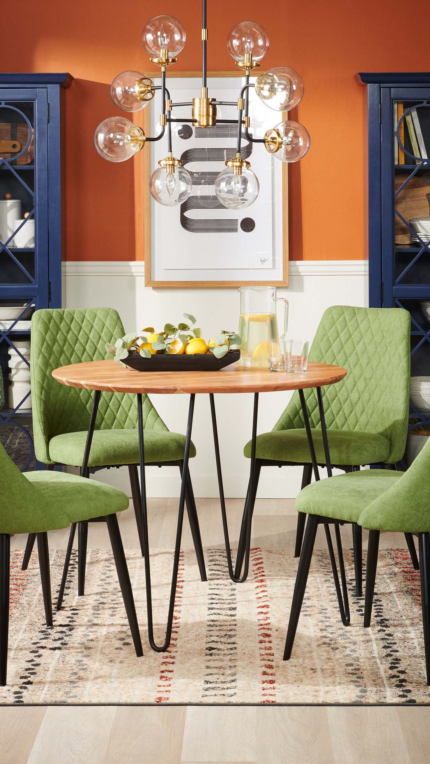 Chaise de salle à manger Miya avec tissu polyester, métal - Vert mousse | Chaise de salle à manger Miya en tissu de polyester et en métal - vert mousse