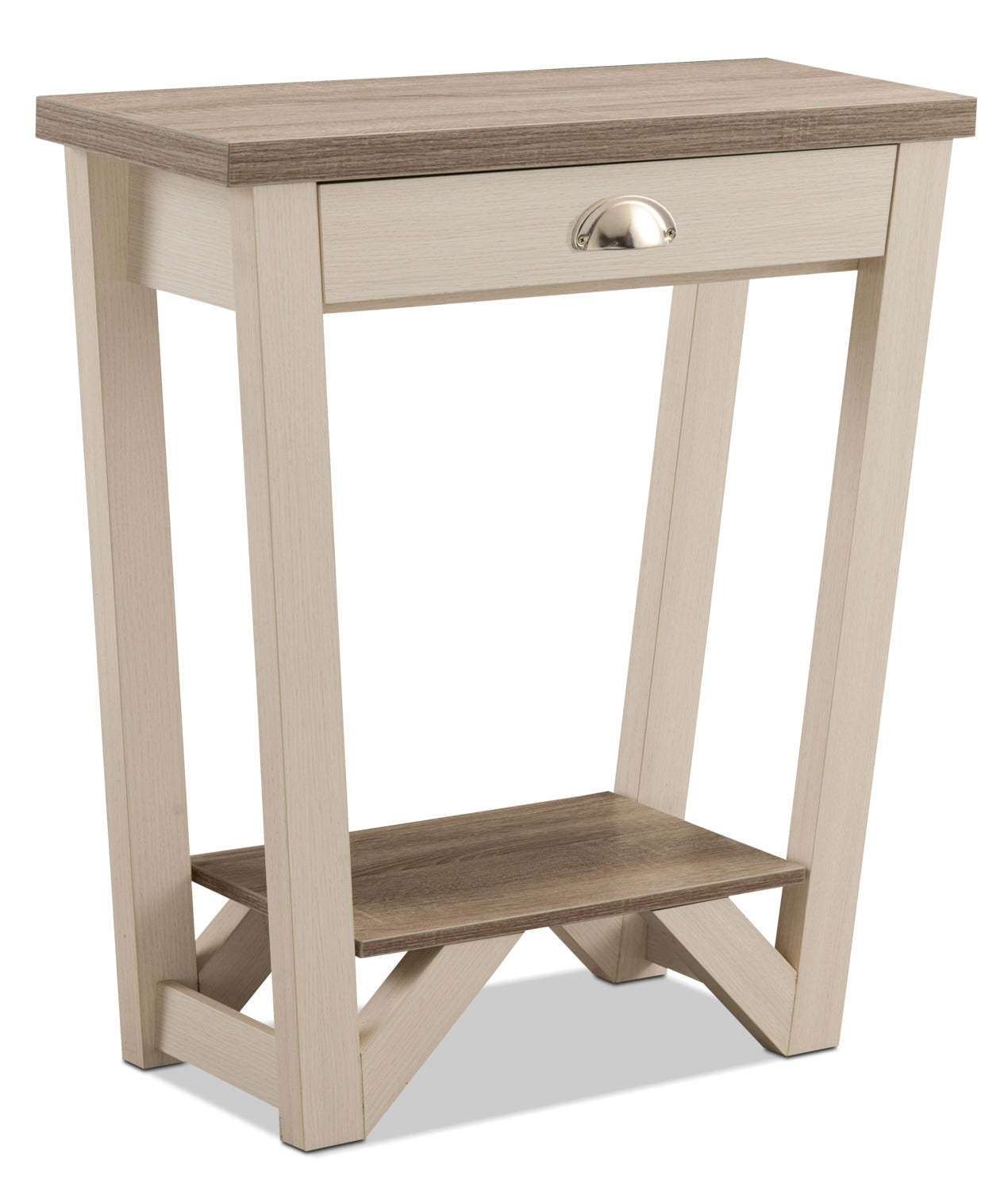 Arika 31 Modern End Table with Storage and Shelf - Ivoire | Table de bout moderne Arika de 31 po avec rangement et tablette - ivoire