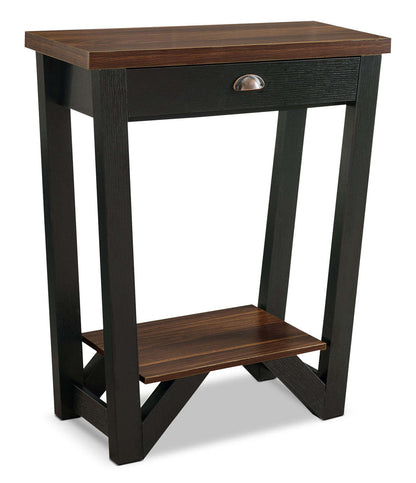 Arika 31 Modern End Table with Storage and Shelf - Dark Walnut et Black |Table de bout moderne Arika de 31 po avec rangement et tablette - noyer foncé et noir