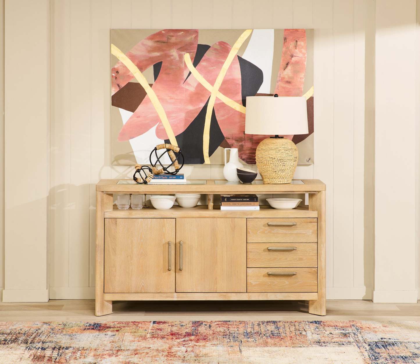 Lampe de table 25 Ratten avec abat-jour beige|Lampe de table de 25 po en rotin avec abat-jour beige