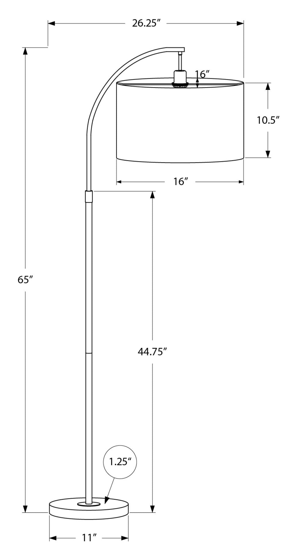 Lampadaire Arc en Métal Noir 65|Lampe à pied arquée de 65 po en métal noir