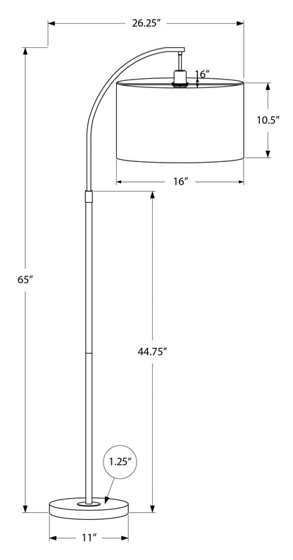 Lampadaire Arc en Métal Noir 65|Lampe à pied arquée de 65 po en métal noir