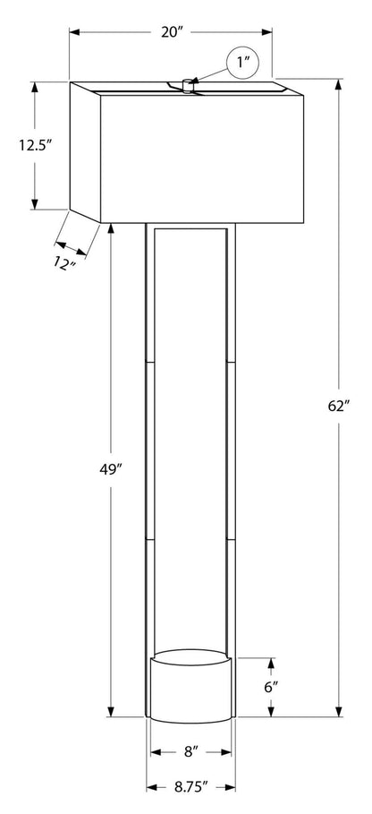 62 Lampadaire Moderne en Métal Noir|Lampe à pied moderne de 62 po en métal noir