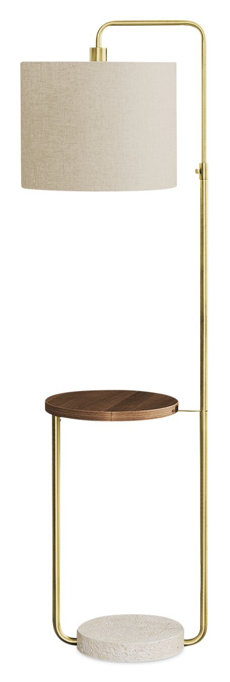 Lampadaire en métal 67 Brass avec port USB|Lampe à pied de 67 po en métal laiton avec port USB