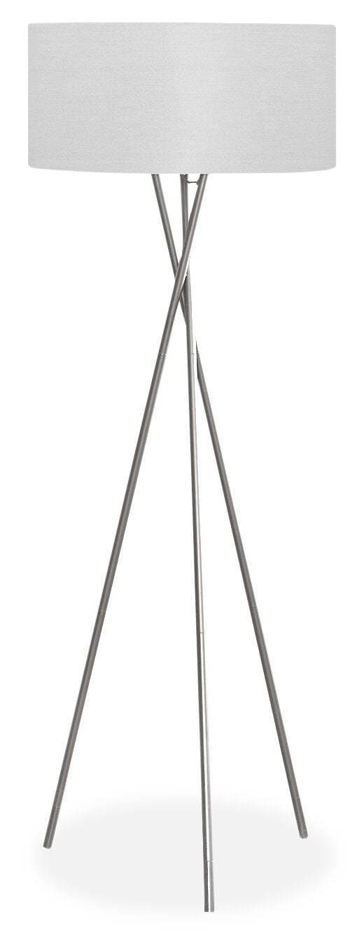 Lampadaire trépied en métal nickel 62|Lampe à pied de style trépied de 62 po en métal nickel