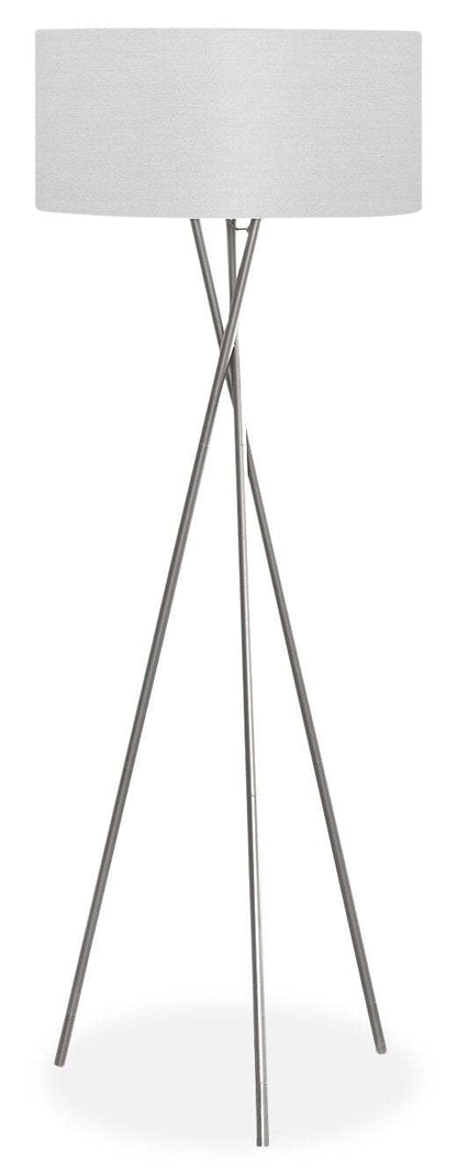 Lampadaire trépied en métal nickel 62|Lampe à pied de style trépied de 62 po en métal nickel