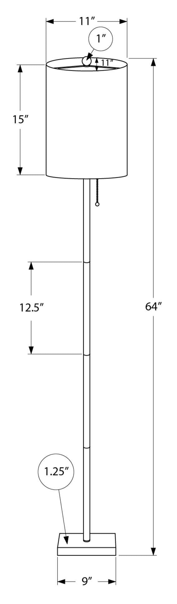 Lampadaire 62 Brass Metal|Lampe à pied en métal laiton de 62 po