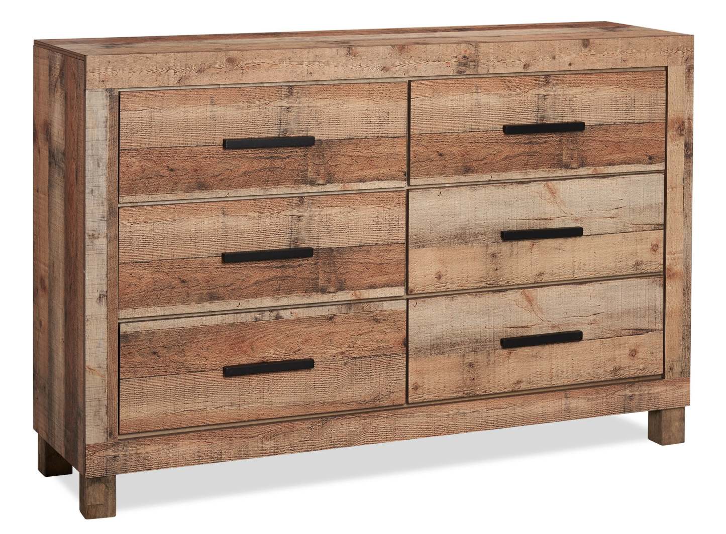 Commode à 6 tiroirs pour chambre à coucher Mojave, 57,4 L x 37,8 H, Rustique - Brun Naturel | Commode rustique Mojave de 57,4 po (L) x 37,8 po (H) à 6 tiroirs pour la chambre à coucher - brun naturel
