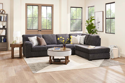 Canapé sectionnel de droite Morgan 2 pièces fabriqué au Canada en tissu de chenille avec canapé et coussins décoratifs - gris