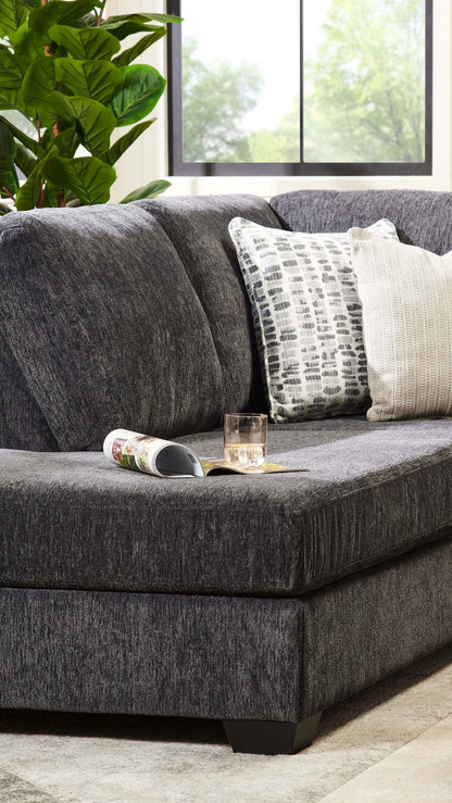 Fabriqué au Canada, canapé sectionnel en U de gauche Morgan 2 pièces en tissu de chenille avec coussins décoratifs - gris