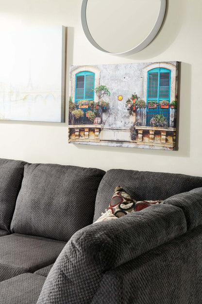 Sofa sectionnel de droite Morty 2 pièces fabriqué au Canada en tissu de chenille avec sofa et coussins décoratifs - gris