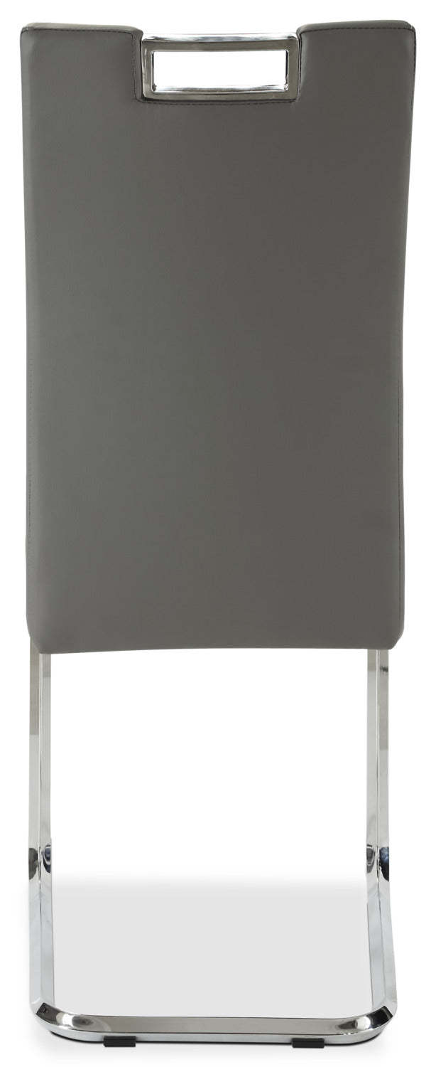 Chaise de salle à manger Tuxedo avec tissu en cuir végétalien, métal - Gris | Chaise de salle à manger Tuxedo en tissu de cuir végétalien et en métal - grise