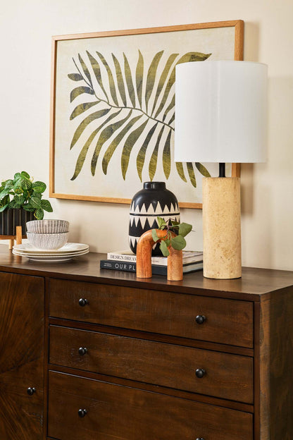 Rocco 25” Lampe de table moderne en pierre - travertin naturel