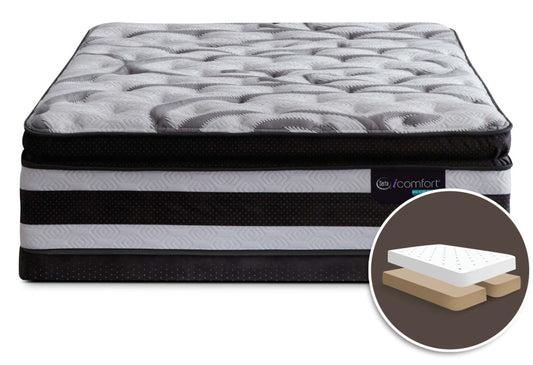 Serta iComfort® Manolo Medium Super Pillow-Top Split Queen Mattress Set|Ensemble semi-ferme à plateau-coussin épais divisé Manolo iComfort de Serta pour grand lit