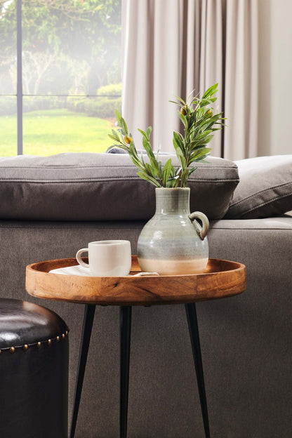 Table d'appoint ronde Nashik de 20 po - Brun