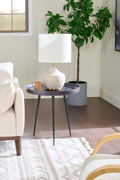 Table d'appoint ronde Nashik 24 po - Gris-brun