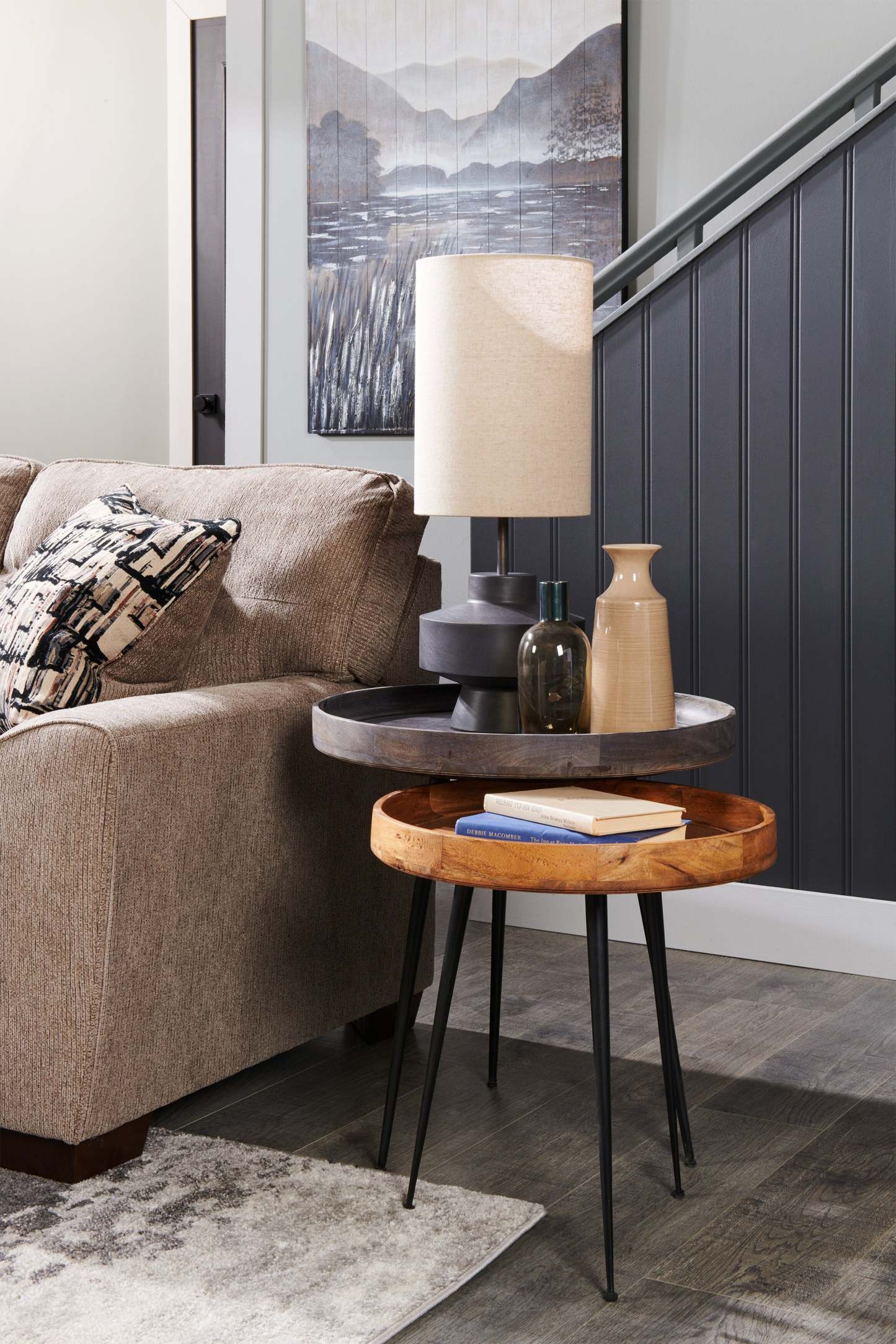 Table d'appoint ronde Nashik 24 po - Gris-brun