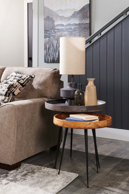 Table d'appoint ronde Nashik 24 po - Gris-brun