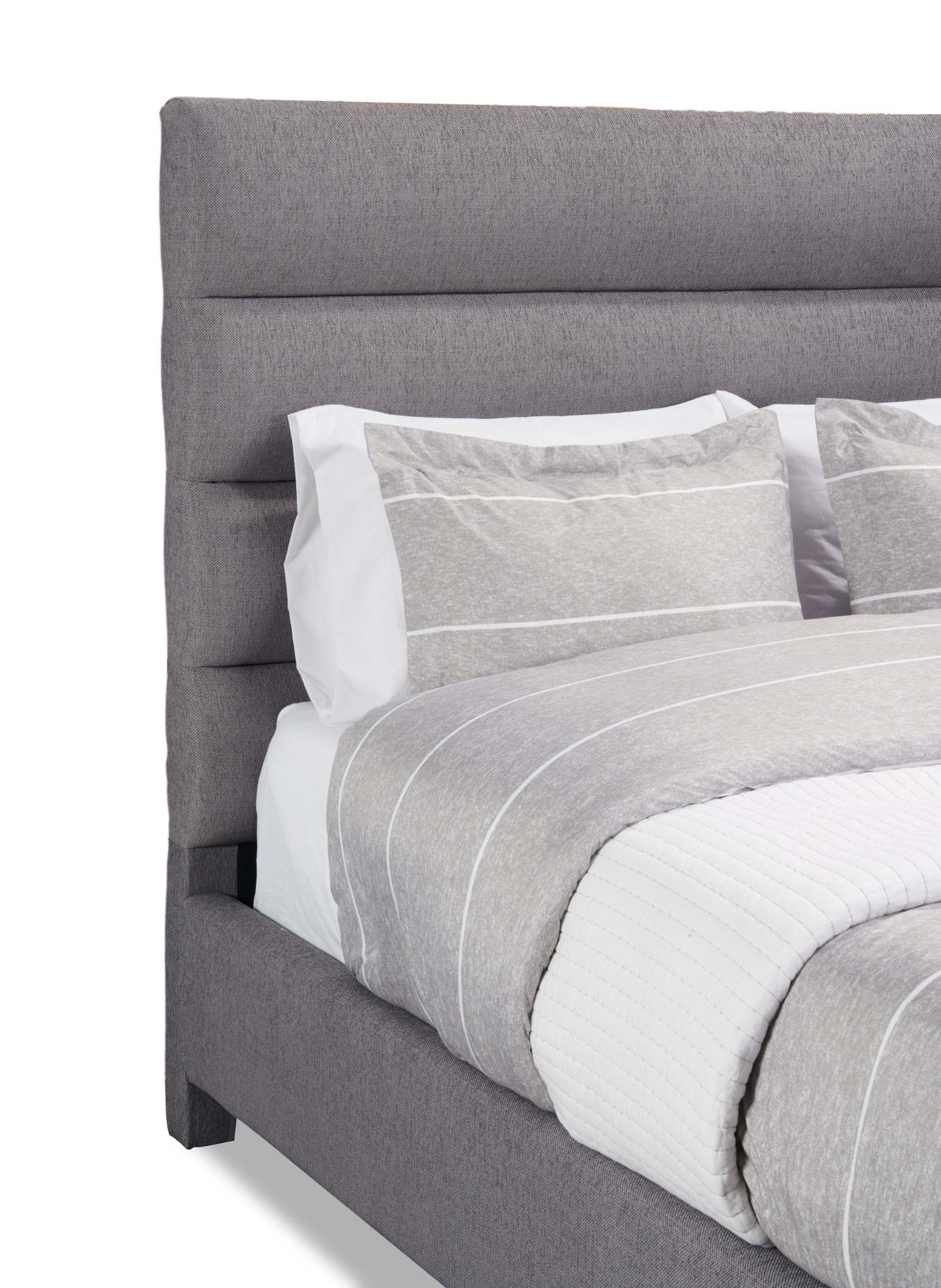 Lit rembourré Naya en tissu gris, capitonné - King Size | Lit rembourré Naya en tissu gris capitonné - format très grand lit