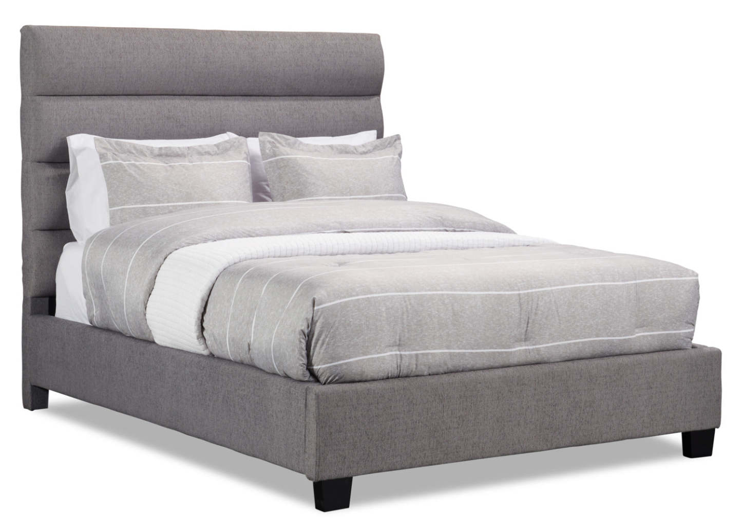 Lit rembourré Naya en tissu gris, capitonné - Queen Size | Lit rembourré Naya en tissu gris capitonné - format grand lit