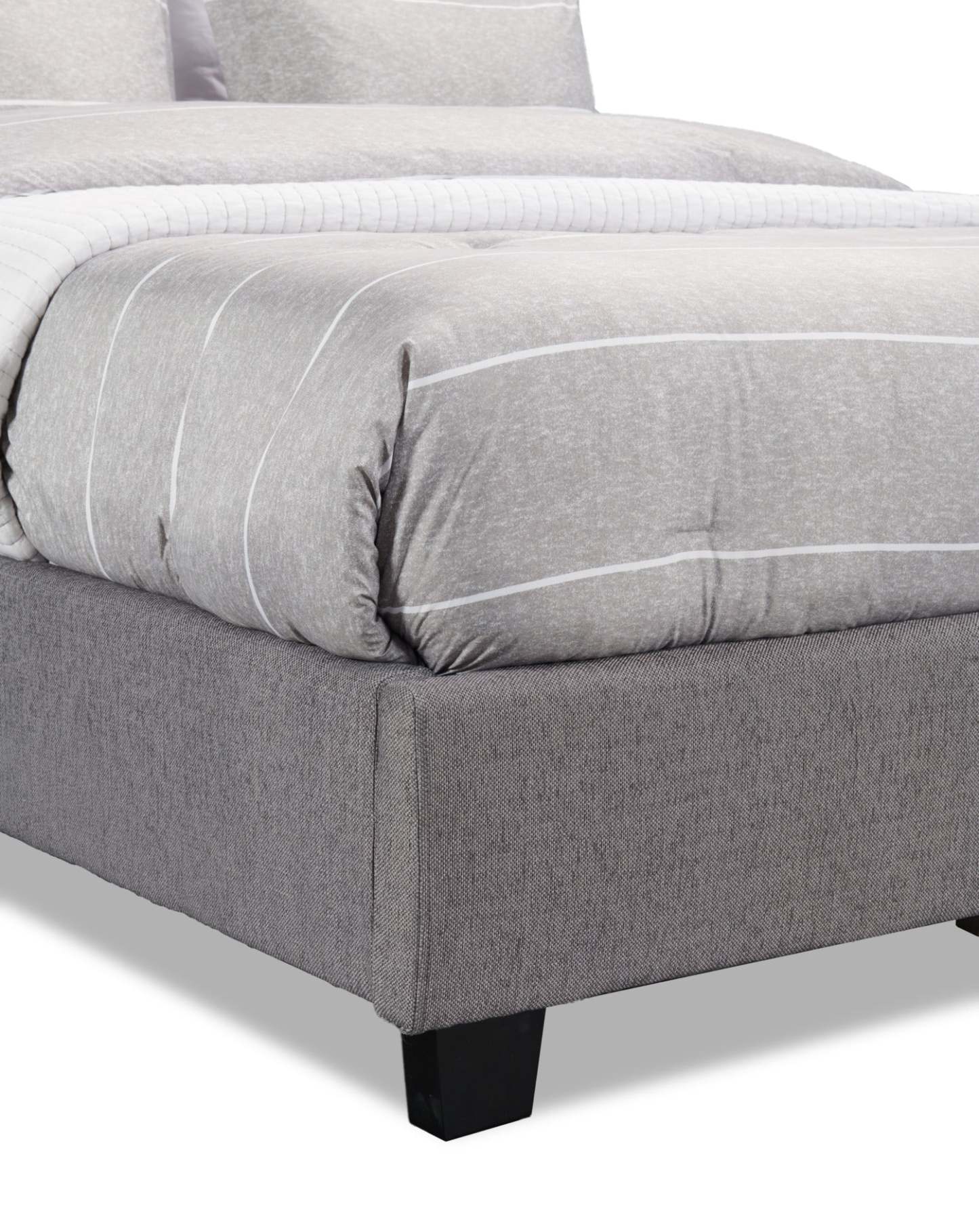 Lit rembourré Naya en tissu gris, capitonné - Queen Size | Lit rembourré Naya en tissu gris capitonné - format grand lit
