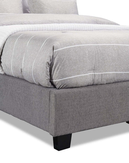 Lit rembourré Naya en tissu gris, capitonné - Queen Size | Lit rembourré Naya en tissu gris capitonné - format grand lit