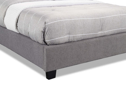 Lit rembourré Naya en tissu gris, capitonné - Queen Size | Lit rembourré Naya en tissu gris capitonné - format grand lit
