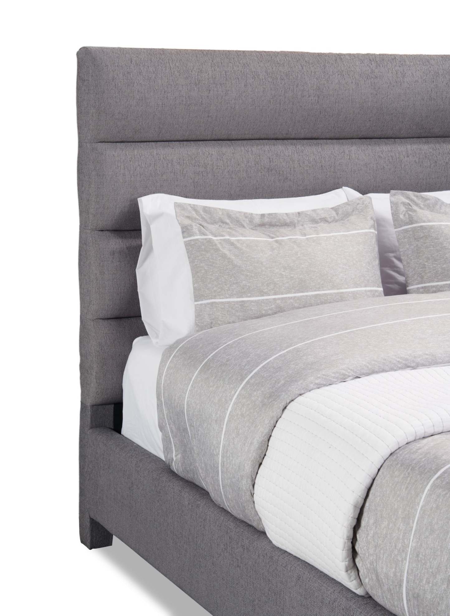 Lit rembourré Naya en tissu gris, capitonné - Queen Size | Lit rembourré Naya en tissu gris capitonné - format grand lit