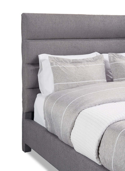 Lit rembourré Naya en tissu gris, capitonné - Queen Size | Lit rembourré Naya en tissu gris capitonné - format grand lit