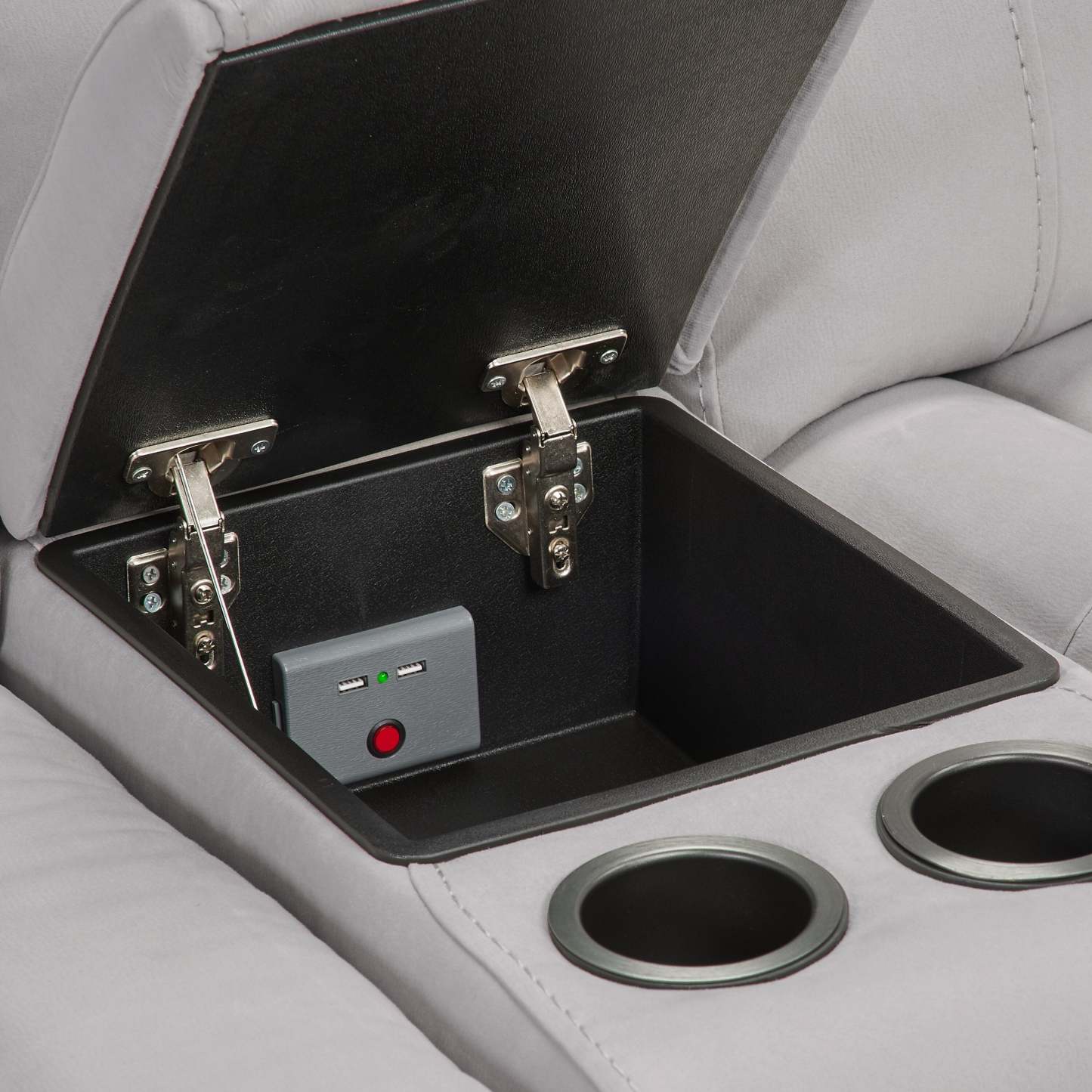 Cindy Crawford Home Newport 6-Piece Left-Facing Faux Suede Power Reclining Sectional with USB Port - Grey | Canapé sectionnel inclinable électrique à gauche Newport de Cindy Crawford Home 6 pièces en suédine avec port USB - gris