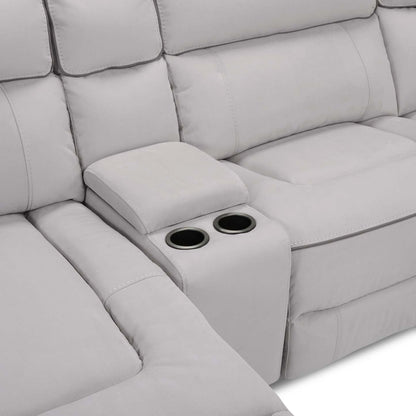 Cindy Crawford Home Newport 6-Piece Left-Facing Faux Suede Power Reclining Sectional with USB Port - Grey | Canapé sectionnel inclinable électrique à gauche Newport de Cindy Crawford Home 6 pièces en suédine avec port USB - gris